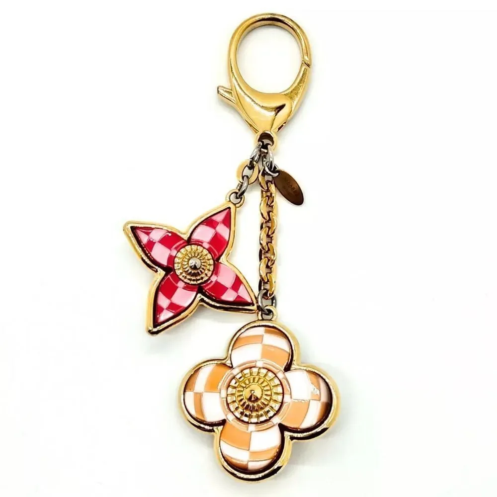 100% Auth Louis Vuitton LV Metal Resin Mosaique Bag Charm Rouge Fauviste